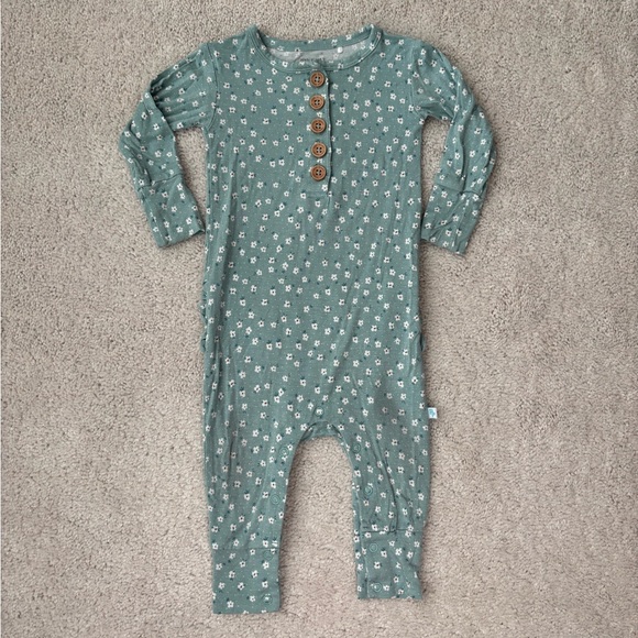 Posh Peanut Other - Posh Peanut Teal Floral Kids Long Sleeve Romper
